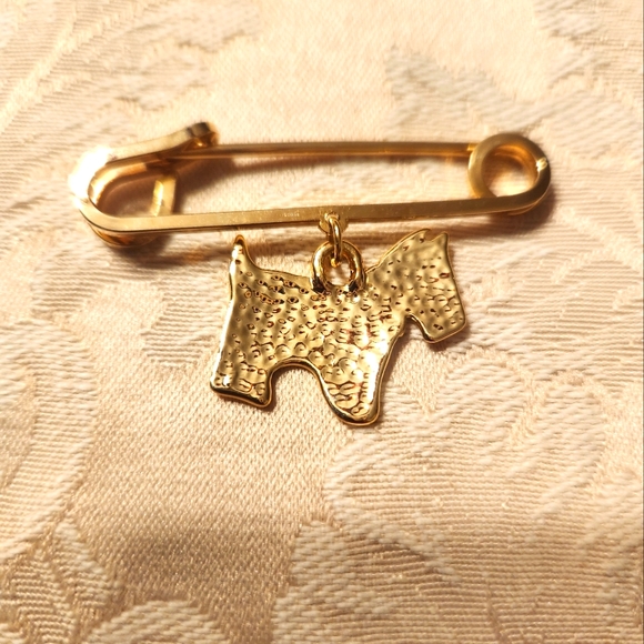 Vintage Scottish Terrier Gold Tone Safety Pin Charm Brooch - Picture 5 of 5